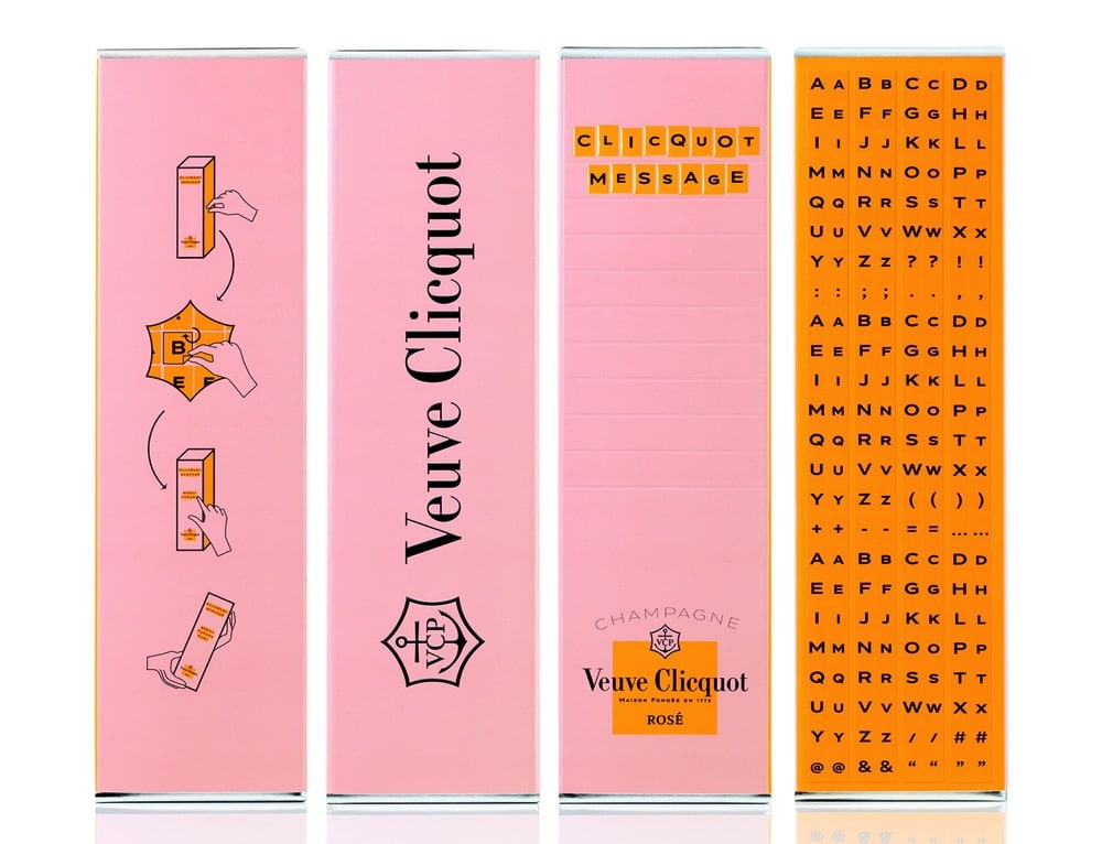 Typographie exclusive Veuve Clicquot Ponsardin. Alphabet sur mesure, typographie d'identité.